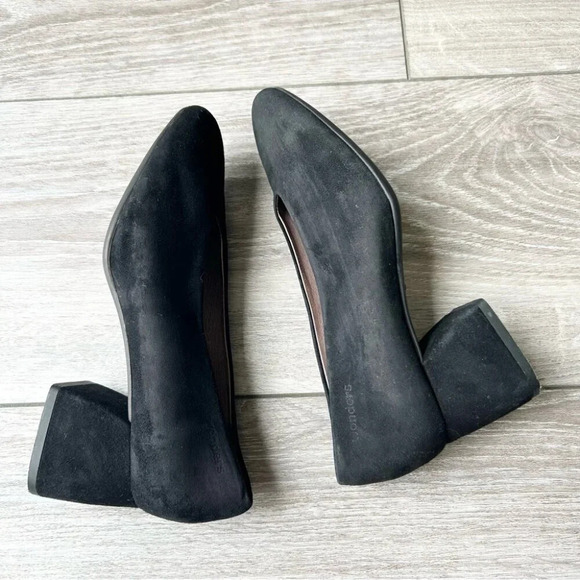 Wonders Black Suede Block Chunky Heel Pumps Made in  Spain - Picture 9 of 14